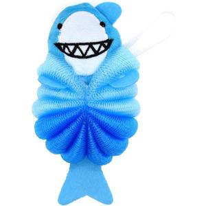 Cute Shark Kids Bath Loofahs Balls for Baby Girls Boys Mesh Shower Ball Pouf Exfoliating Bath Sponge Body Cleaner Bath Accessories (Blue Shark)