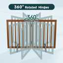 Semiocthome Dog Gate Indoor 2-Panel Freestanding Puppy Gates for The House with 2 Metal Stands 24" H Folding Wood Pet Gate for Stairs Doorway, Fully Assembled Safety Fence - Walnut
