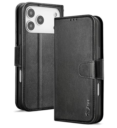 Arae Compatible with iPhone 17 Pro Max Case Wallet with Card Holder, Wristlet Strap Wallet Flip Cover for iPhone 17 Pro Max 6.9 inch Men/Women, RFID Blocking, Kickstand, Black