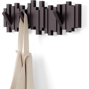 Umbra Sticks Wall-Mounted Coat Rack Rail Hook with 5 Retractable Pegs  Modern, Space-Saving Storage Organizer, Espresso