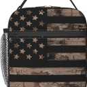 American Flag With Desert Camouflage Insulated Lunch Bag - Reusable Lunch Box - Portable Lunch Tote For Women Men And Kids