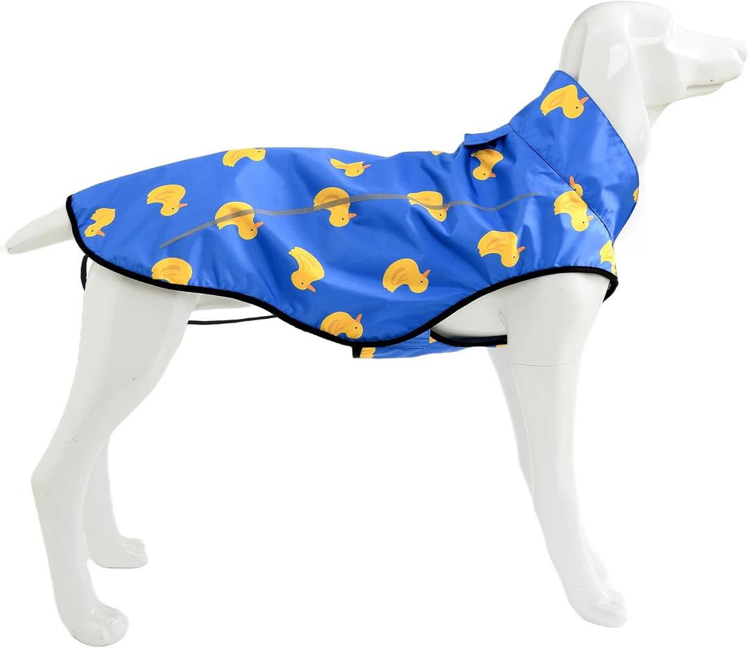 Mile High Life Dog Raincoat, Adjustable Waterproof Reflective Rain Jacket for Small Medium Large Dogs, Lightweight Breathable Pet Rain Coat with Leash Hole(Blue Duck,Small Chest 22-25")