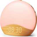 ecozy Wood Grain Sunrise Alarm Clock, White Noise Sound Machine, Music-Sync Lights, Upgraded Backlit Buttons for Bedrooms, 26 Soothing Sounds, 17 Night Lights, Wake Up Light for Heavy Sleepers