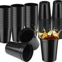 Yungyan 50 Pack 16oz Stadium Cups Reusable Plastic Cups Blank Drink Tumblers for Parties, Events, DIY Projects, 4.5 x 3.54 x 2.72 Inch (Black)