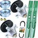 2 Pack 918-06991 Spindle Assembly with 756-05034A Pulley 942-04308 Blades 954-04060C Belt Replaces 918 06991 618-06991 for Huskee LT4200 Craftsman T110 Troy Bilt Pony 42 Inch Deck Rebuild Kit