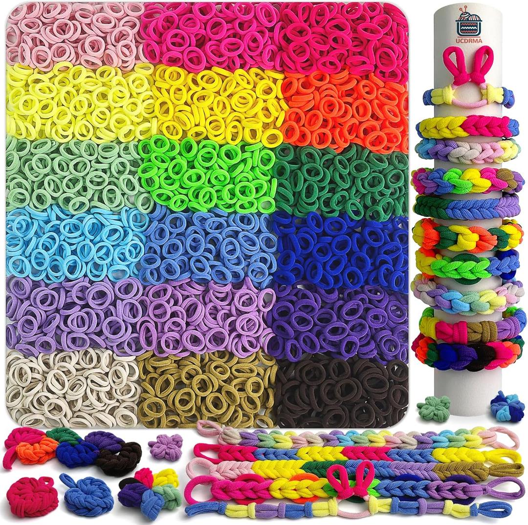 UCDRMA 1800PCS Soft Cloth Loom Bands Refill for Bracelet, Loop Bracelet Making Kit in 18 Rainbow Colors Weaving Loom Refill Loops Pack, Elastic Band Bracelet Kit Can Make 70+ Friendship Bracelets