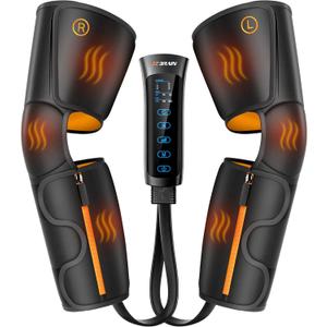 Air Compression Leg Massager with Heat : Calf, Knees & Thigh Recovery Compression System for Pain Relief & Circulation - Sequential Massager with 3 Heat,3 Modes & 6 Intensities for Daily Use (Medium)