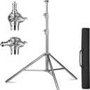Selens 9.2 ft/2.8 m Heavy Duty Light Stand, Spring Cushioned Stainless Steel Light Stand with Carry Bag, Photography Light Stand for Softbox, Strobe, LED Video LightMax Load :22 lbs