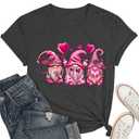 Valentine's Day Shirt Womens Cute Graphic T-Shirts Funny Love Heart Print Short Sleeve Romantic Tops, M, Grey