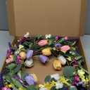 Spring Wreath 22 inch Indoor Summer Wreaths Artificial Spring Wreaths for Front Door, Tulip Wreath with Daisy and Lavender for Home Holiday Decor (Multicolor-3)