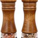Haomacro Wood Salt and Pepper Grinder Mills Set, Classic Manual Pepper Grinder Salt Grinder Refillable Pepper Mill Sets with Acrylic Visible Window Adjustable Ceramic Grinding Rotor 6.5inch 2 Pack