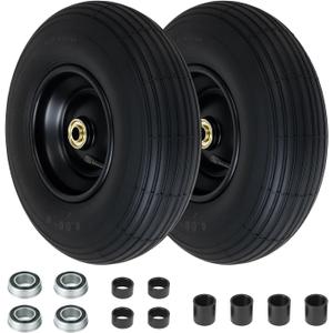 4.00-6 Pneumatic Tire, 13'' Tire and Wheel 330LB Load Capacity, 5/8” & 3/4” Bearings Included, 3.74"-4.74"-6.74"-7.74" Adjustable Centered Hub, for G orilla Carts, Dolly, Hand Trucks, 2 Pack, 13x4.00-6_pneumatic_2pc