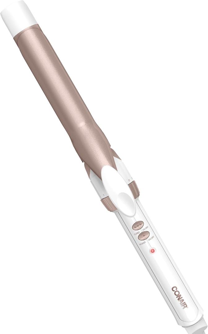 Conair Double Ceramic 1-Inch Curling Iron, 1-Inch Barrel Creates Classic Curls, Hair Curler for Use on Short, Medium, and Long Hair, White (White/Rose Gold)