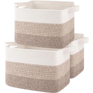 OIASKET Storage Baskets for Organizing, Woven Baskets for Shelves, Rectangle Decorative Organizer for Storage Clothes, Toy, Books, Towels Nursery Bins 3 Pack (Gradient Yellow, 15.75"x11.8"x9.85")