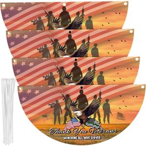Mindsoft 4 Pcs Memorial Day Flags 1.5 x 3 ft Thank You Veteran Patriotic Flag Bunting Non Pleated Fan American Military Banner for 4th of July Yard 250th Anniversary Garden Outdoor Decor