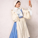 Newcotte 3 Pcs Colonial Lace Jabot Cuffs Set Pirate Costume Accessory for Women Men Victorian Colonial Costume