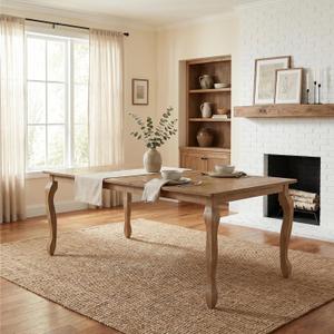 Merax Farmhouse Large Expandable 62"-79" Dining Table for 6, Natural, 1-Piece