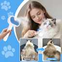 Pet Steam Brush for Dog & Cat - 3-in-1 Steam Grooming Brush for Shedding & Hair Removal - Self Cleaning Spray Comb with Mist for Long Haired Pets - Includes 1*Waterless Shampoo, Blue.