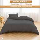 SlumberWell Queen Duvet Cover Set, 3 Piece 100% Cotton Bedding with Zipper Closure, Soft Breathable Duvet Cover 90x90 Inches with 2 Pillowcases, Dark Grey Solid