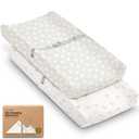 2-Pack Baby Changing Pad Covers for Girl, Boy, Neutral - Soft Viscose Derived from Bamboo Changing Table Pad Cover Sheets, Baby Nursery Diaper Changing Pad Cover, Contour Changing Pad Liner (Meadow)