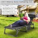 ABORON Folding Camping Cot W/Mat for Adults, Adjustable Heavy Duty Outdoor Bed,1200 D Layer Oxford Travel Camp Cots (Z Ebony)
