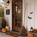 Halloween Decorations - 6 FT Giant Light Up Witch Broom, Vintage Witches Broomstick Fall Decor with LED Lights, Rustic Farmhouse Halloween Broom for Indoor Outdoor Porch Yard Lawn