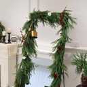 9FT 2PCS Christmas Garland Norfolk Pine Garland Real Touch Artificial Greenery Garland for Mantle Fireplace Table Indoor Outdoor Holiday Decortions (Dark Green)
