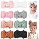 CÉLLOT 8 Pcs Super Stretchy Soft Handmade Headbands with Double Bows Head Wrap Nylon Hair Accessories For Newborn Babies Girls Infants Toddlers