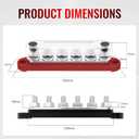RVMARINEPAT 12V Bus Bar 250A Power Distribution Block, 12 Volt Busbars 6 x 5/16" (M8) Terminal Studs Positive & Negative for Car, Marine, Solar Systems