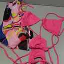 Women's Sexy Swimsuit 3 Piece Thong Bikini Set Triangle Halter Bathing Suit Sheer Mesh Beach Cover Up Maxi Dress, XL