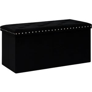 B FSOBEIIALEO Storage Ottoman Cube Folding Tufted Ottomanse, Storage Boxes Footrest for Bedroom, Luxury Velvet Fabric 30 * 15 * 15 Inches Black