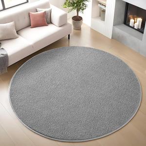 Nuttumico Grey Ultra Soft Round Area Rugs for Living Room Bedroom, 4x4 Feet Grey Washable Non-Slip Indoor Rugs, Thickened Memory Foam Modern Indoor Circle Carpet for Boys Girls Room Home Decor