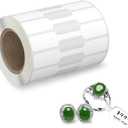 500 Pcs Jewelry Tags Roll for Necklace Earring Price Identify, Labelchoice Rectangle Shape Self Adhesive White Blank Dumbbell Jewelry Stickers Labels for Bracelet, Ring, Clothing Display