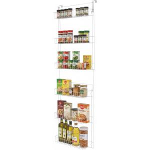 Over the Door Organizer - 6-Tier Adjustable Pantry Shelves and Rack for Kitchen Organization - Organization and Storage by Lavish Home (White)