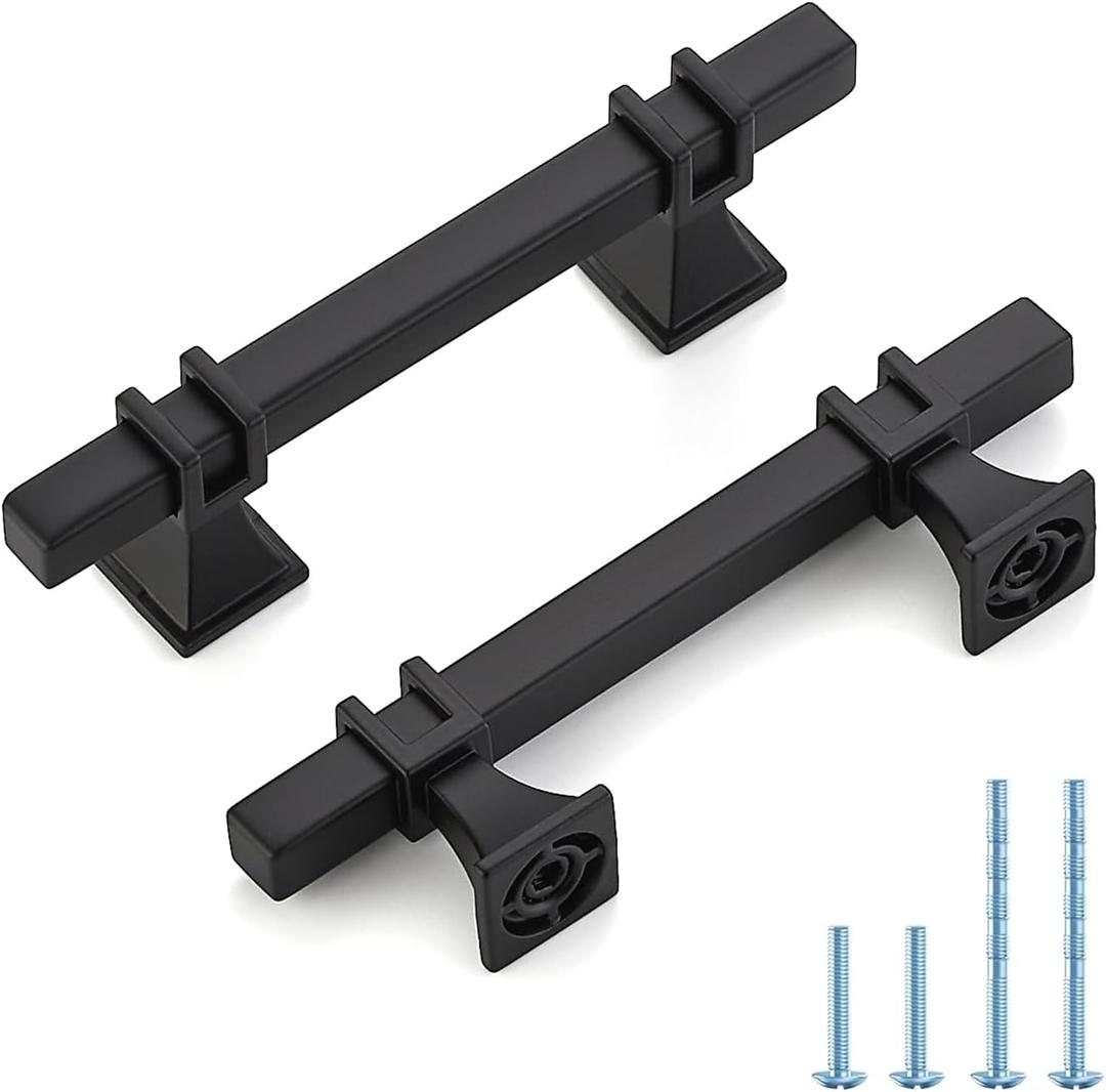 30 Pack 3 inch BlackCabinet Handles Square Zinc-Alloy Pulls for Kitchen Dresser Closet and Bathroom Cabinets Hardware