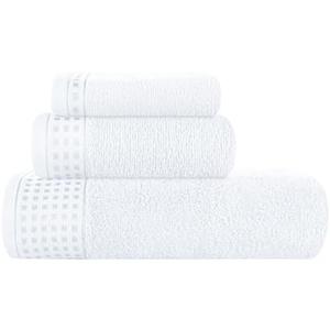 GLAMBURG Ultra Soft 3 Pack Cotton Towel Set, Contains a Bath Towel 28x55 inch, a Hand Towel 16x24 inch & a Wash Coth 12x12 inch, Ideal Everyday use, Compact & Lightweight - White