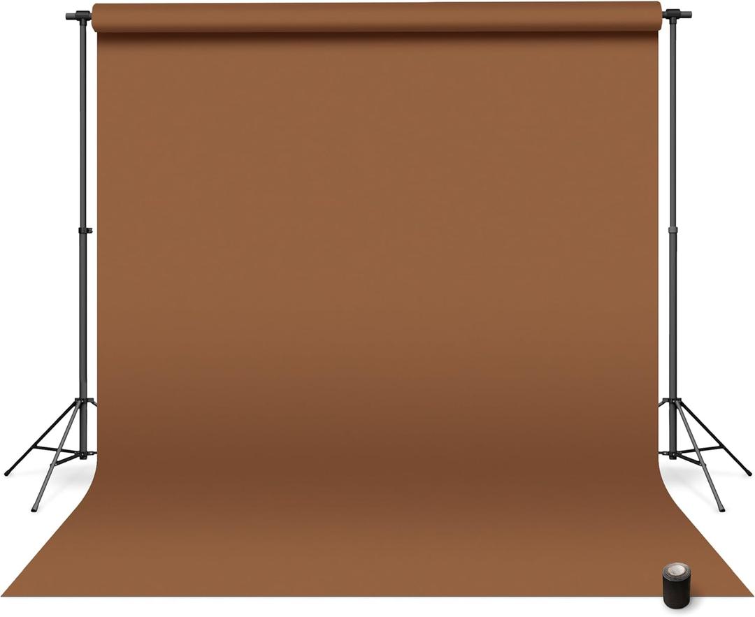 Denny Manufacturing - Seamless Paper Backdrop for Photography, Brown Seamless Paper Roll - Espresso Brown (107 in x 36 ft) Includes Free Roll Black Gaffer Tape (2 in x 13 ft)