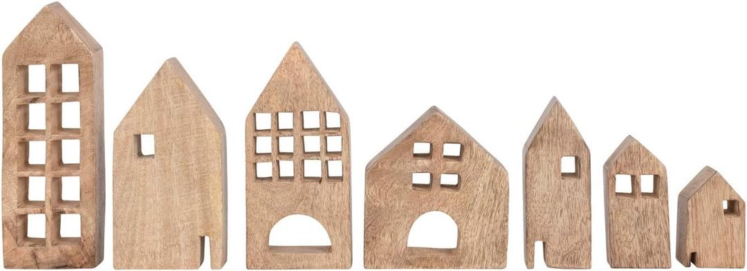 Creative Co-Op Mango Wood Houses, Set of 7