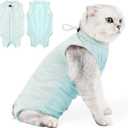 Coppthinktu Cat Recovery Suit Cat Onesie for Cats After Surgery, Breathable Cats Surgery Recovery Suit Female for Abdominal Wounds, Kitten Surgical Suit E-Collar Alternative After Spay Anti Licking, Large