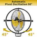 HiCFM 20" Remote Control Wall Mount Fan, 5100 CFM High Velocity 3-Speed Oscillating Wall Fans with Timer for Industrial, Commercial, Warehouse, Garage, Gazebo and Patios - UL Listed