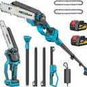 2-in-1 Cordless 8 Inch Pole Saw for Tree Trimming, 4.2M Extended Reach Electric Pole Saw with 180 Adjustable Head, Brushless Motor, 24.0Ah High-Capacity Batteries & Extra Chain