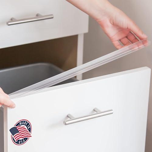 Cabinet Hero Slimline Door Protector – Slip-On Plastic Edge Guard – Protect Kitchen & Drawer Fronts – Prevent Wear, Chipping, Discoloration, Cabinet Bumpers – 3/4" Thick, 18" Length – Clear, Pack of 4
