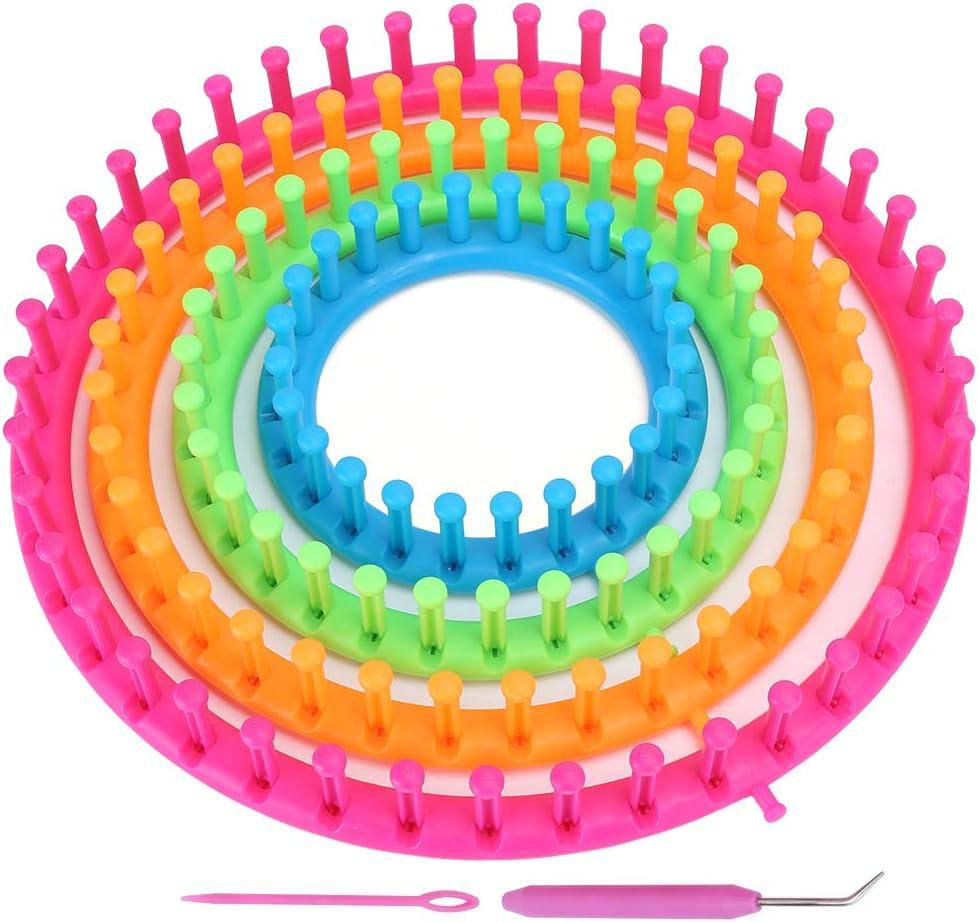 Generic Knitting Loom Set, Circle Round Knitting Looms Craft Kit Tool, Crochet with Hook Needle and Pompom Scarf Maker for DIY Hat Scarf Shawl Sweater Sock Blankets