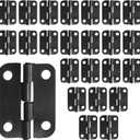 24pcs Butt Hinges Black Door Hinges, 1" x 3/4" Cabinet Door Hinge, Flat Folding Box Hinges for Jewelry, Wooden Box, Small Cupboard Furniture Hinges
