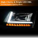LED DRL Headlight Assembly, Fit 2009-2018 Dodge Ram 1500/10-18 Ram 2500 3500 4500 5500(Only fit factory dual beam halogen headlights, Additional H4 bulb required) Black Housing Clear Reflector