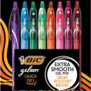 BIC Gelocity Quick Dry Assorted Colors Gel Pens, Medium Point (0.7mm), 8-Count Pack, Retractable Gel Pens With Comfortable Full Grip