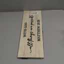 Jetec Farmhouse Bible Verse Scripture Wall Signs, with God All Things Are Possible Wooden Plaque Decor for Church Home Christian Wall Art Decor (17 x 6 Inch, Matthew)