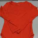 REORIA Womens Long Sleeve Bodysuits Fall Basic Round Neck Lightweight Double Lined Layering Slim Body Suit Tops (Medium, Red)