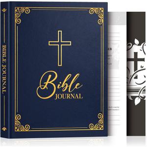 Lanpn Christian Bible Prayer Journal for Men, 91 Days Daily Devotional Journals, Bible Study Notebook with Scripture Verse for Church Pray Notes, Religious Faith Gifts (Blue Leather Hardcover)