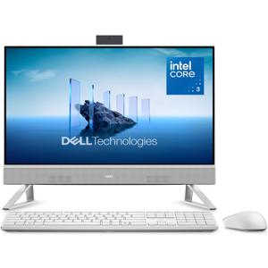 Dell 24 All-in-One Desktop ec24250-23.8-inch FHD Display, Intel Core 3 Processor 100U, Intel Graphics, 8GB DDR5 RAM, 512GB SSD, Windows 11 Home, Onsite Service+6 Months Retail Migrate - White